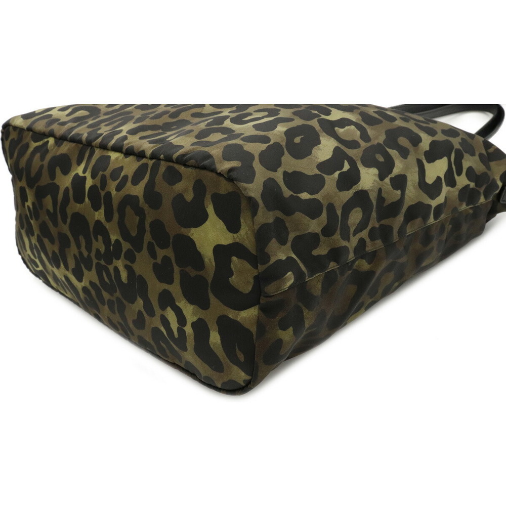 Prada Leopard Shoulder Bag Nylon Leather Green - Picture 3 of 8